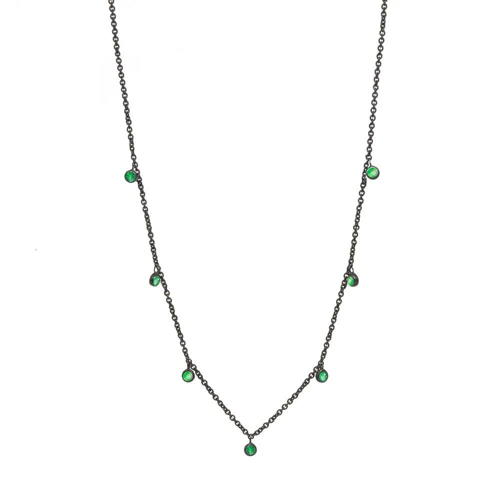 Forged Emerald Silver Necklace