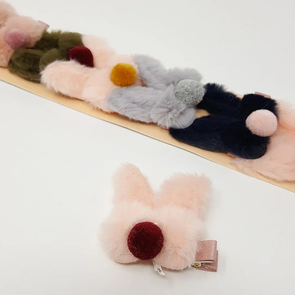 Fur Bunny Pom Pom Hair Clip