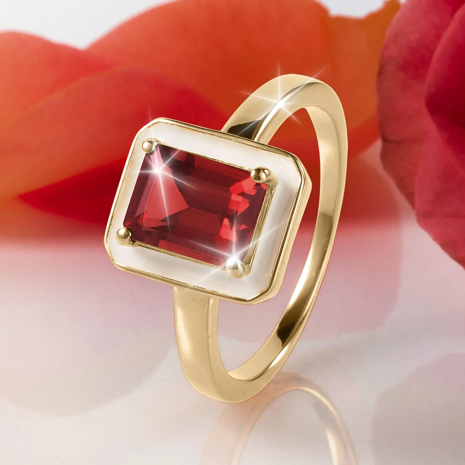 Garnet Deco Ring