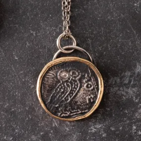 GC5-Athena Owl Coin Pendant w Diamond