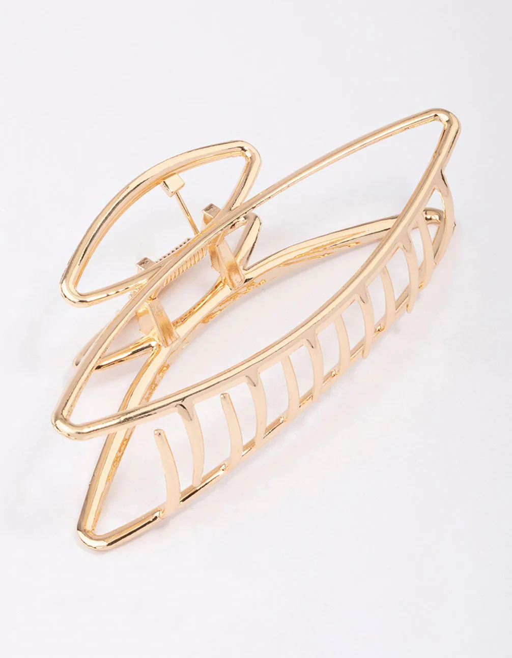 Gold Open Oval Hair Claw Clip