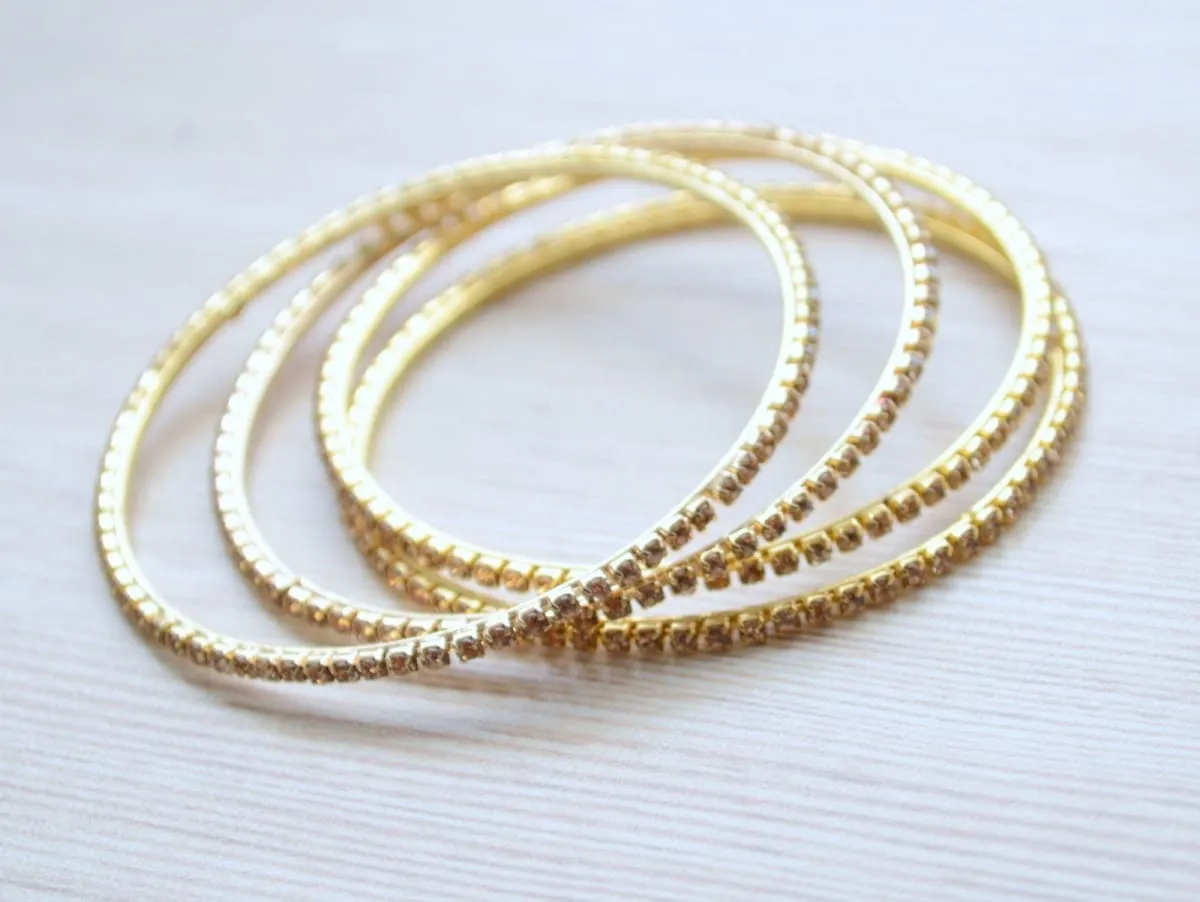 Gold Stacking Bangle Bracelets for women, Skinny layering bracelets for girls, Must have Indian jewelry