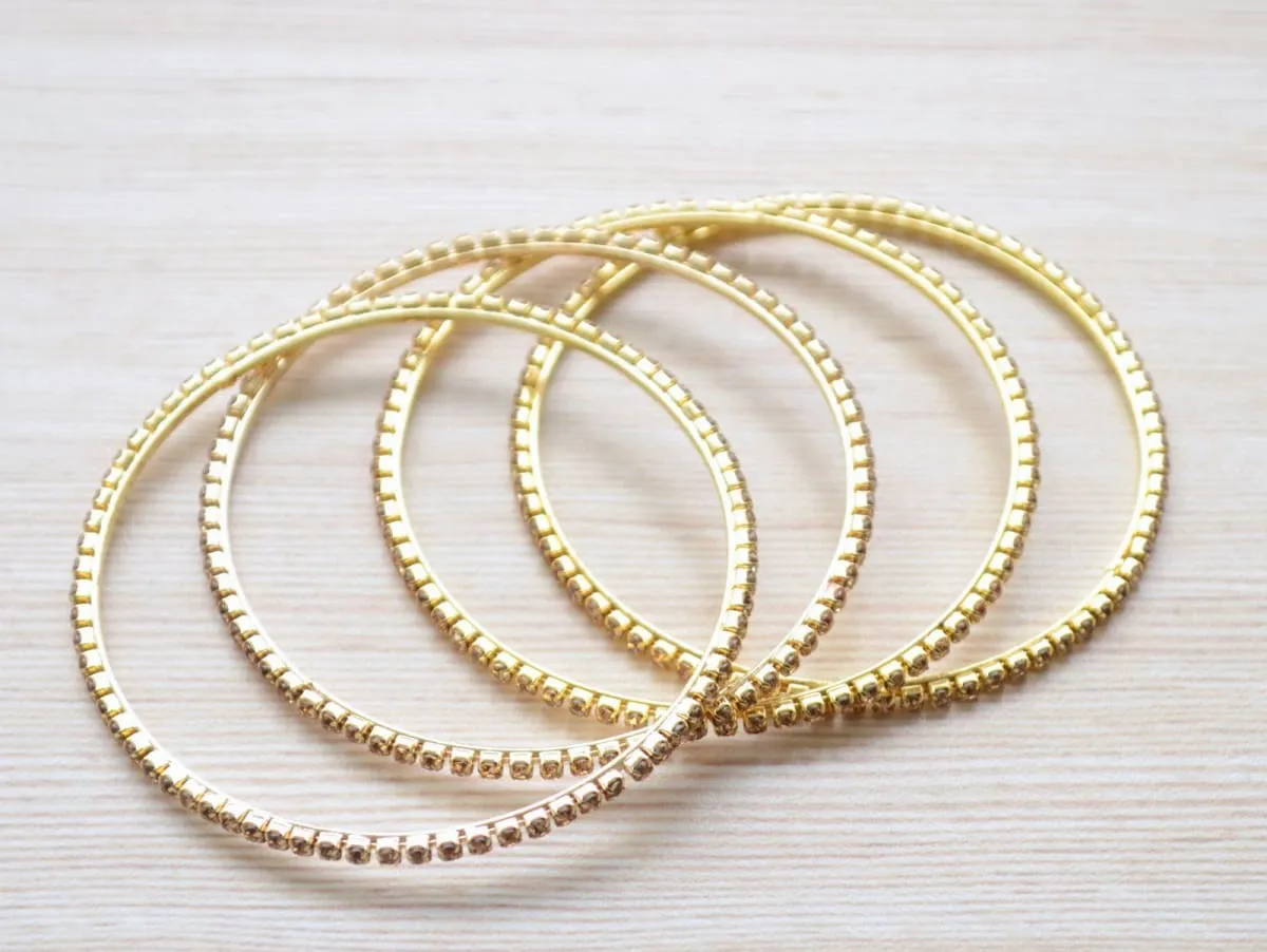 Gold Stacking Bangle Bracelets for women, Skinny layering bracelets for girls, Must have Indian jewelry