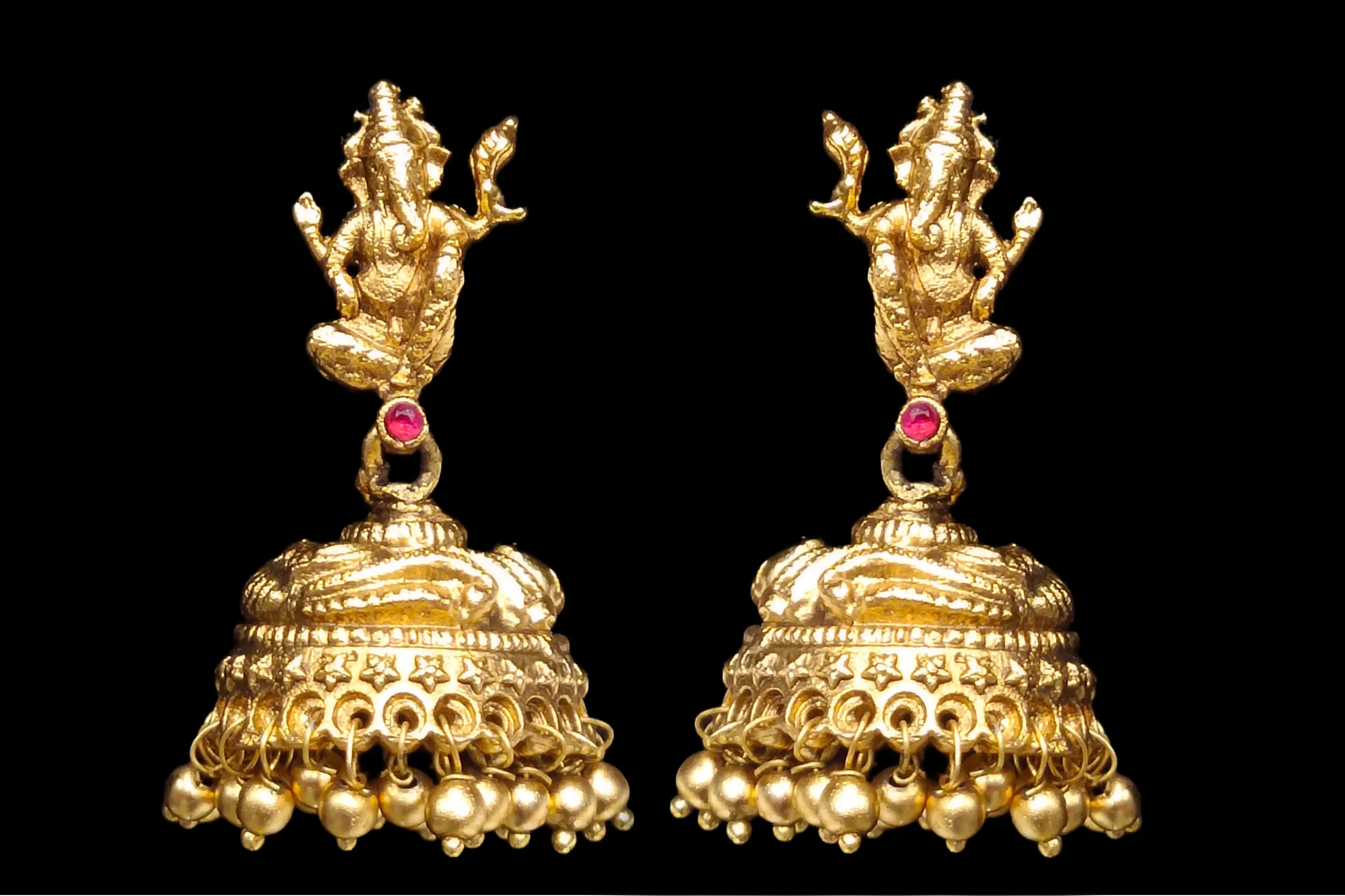 Golden Cluster Beads Temple Ganesh Necklace Set By Asp Fashion Jewellery