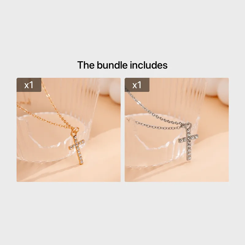 Gorgeous Minimalist Dainty Fashion Rhinestone Cross Pendant Necklace