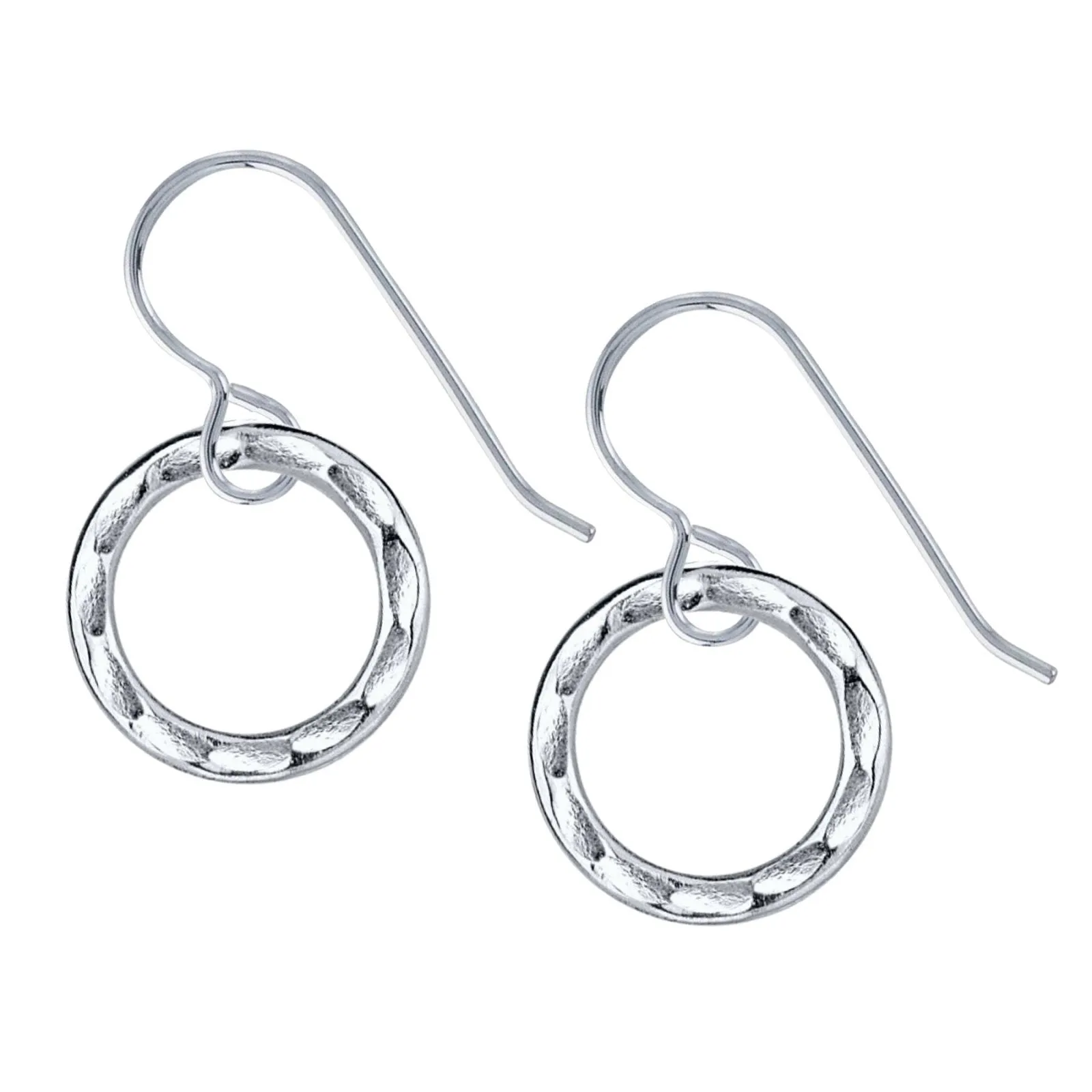 Hammered Open Circle Dangle Earrings