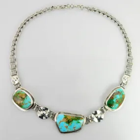 Handmade Adjustable Sterling Silver Carico Lake Turquoise Necklace