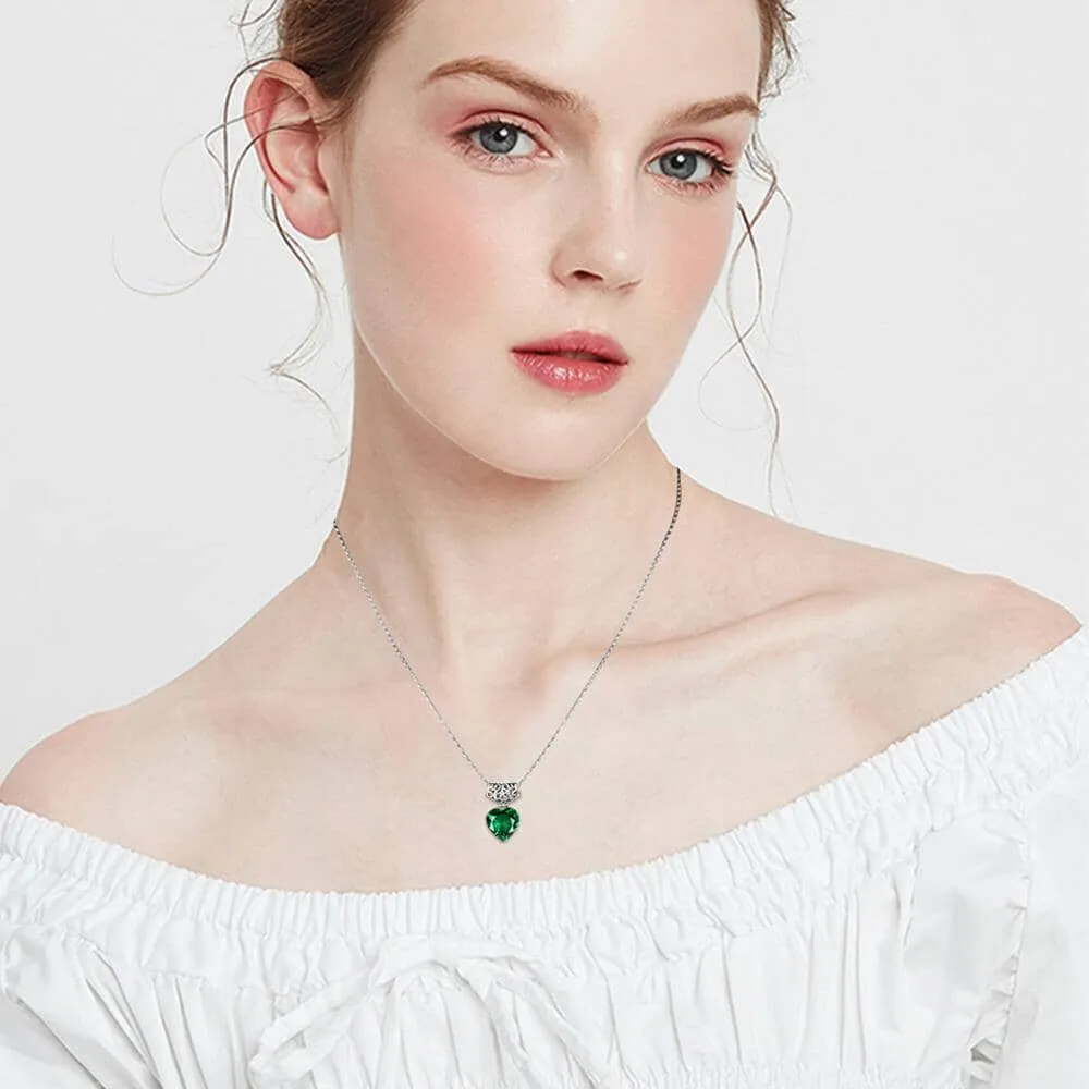 Heart Bohemia Green Emerald Necklace - 925 Sterling Silver