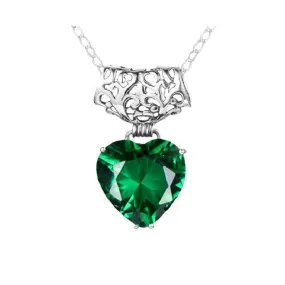 Heart Bohemia Green Emerald Necklace - 925 Sterling Silver