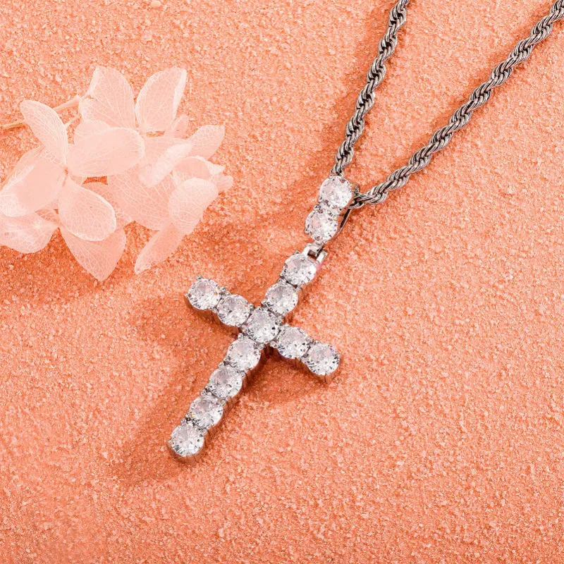 Hip Hop Simple Zircon Cross Pendant