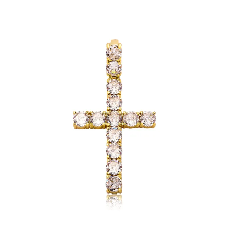 Hip Hop Simple Zircon Cross Pendant