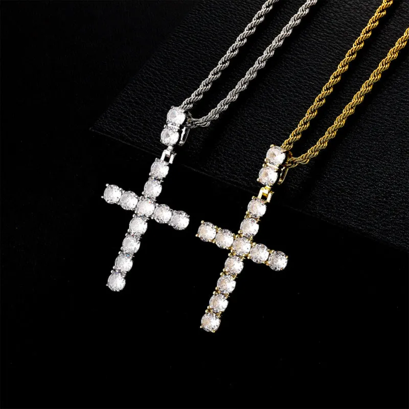 Hip Hop Simple Zircon Cross Pendant