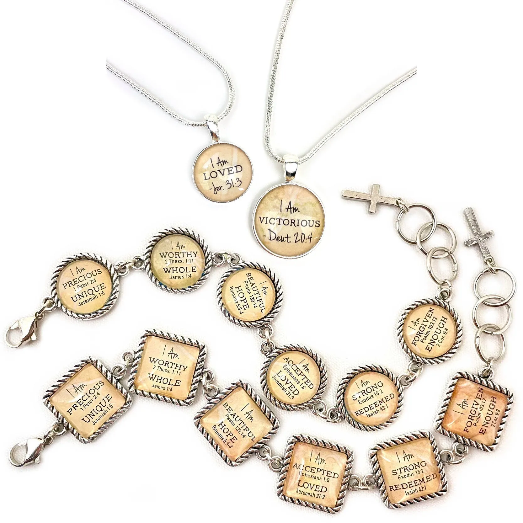 I AM Healed, Isaiah 53:5 – Christian Affirmations Scripture Pendant Necklace (2 Sizes) – Jewelry Set