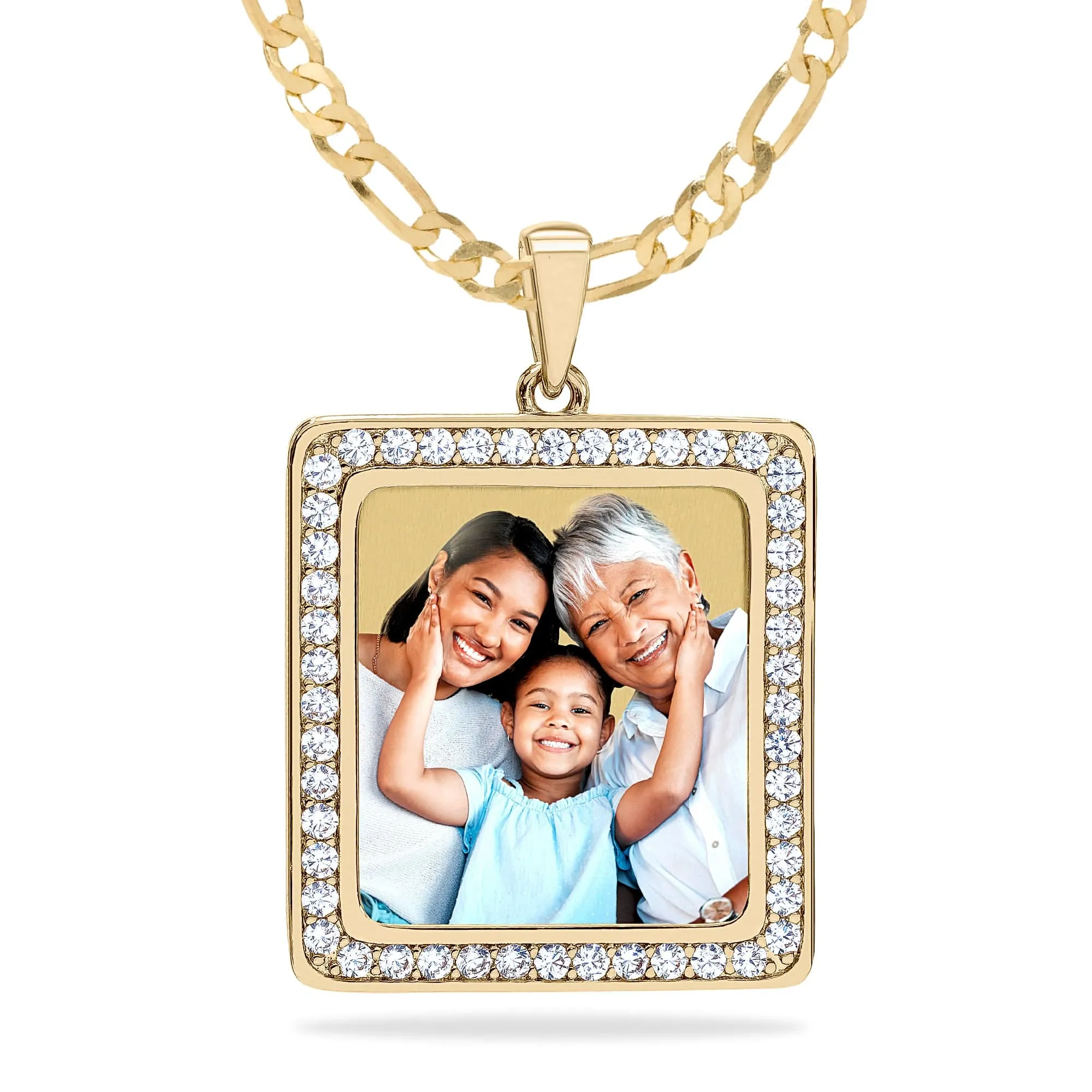 Iced Out Square Photo Pendant