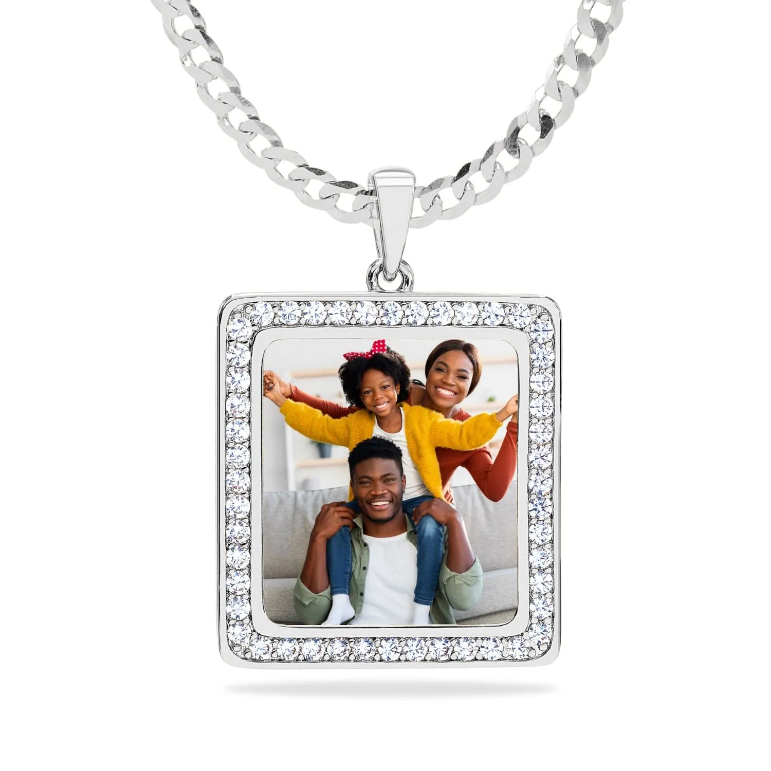 Iced Out Square Photo Pendant