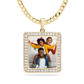 Iced Out Square Photo Pendant