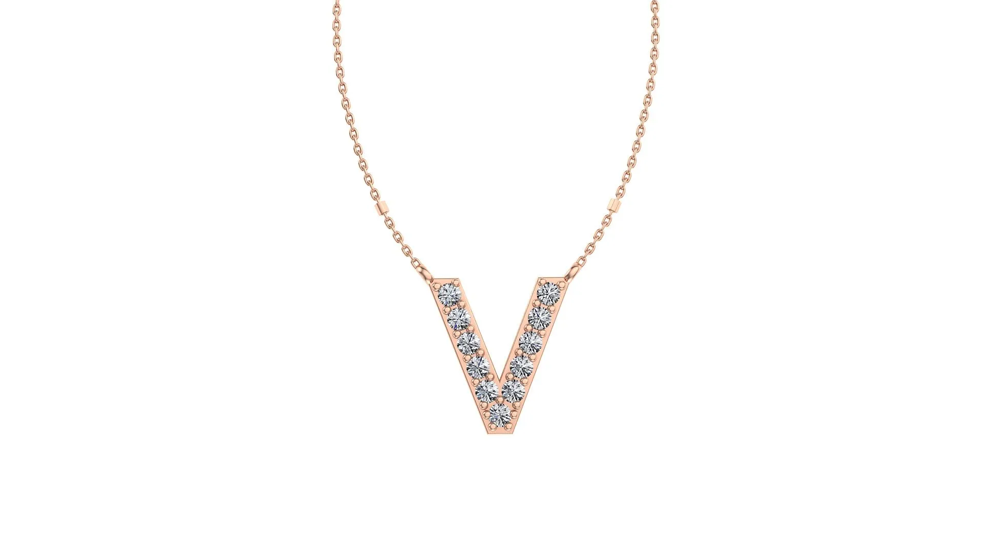 Initial V Diamond Pendant 14K Gold DIP022