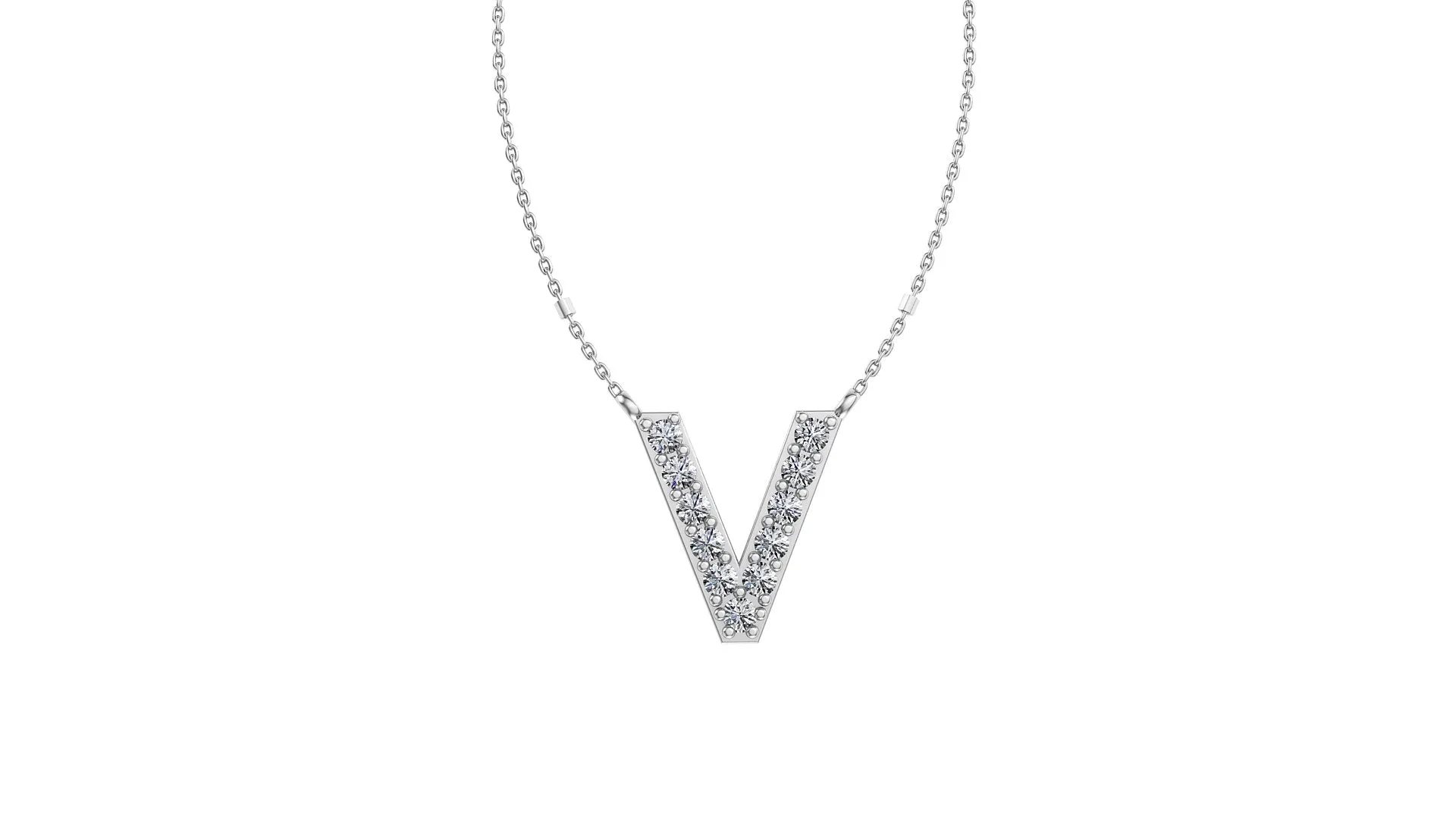 Initial V Diamond Pendant 14K Gold DIP022