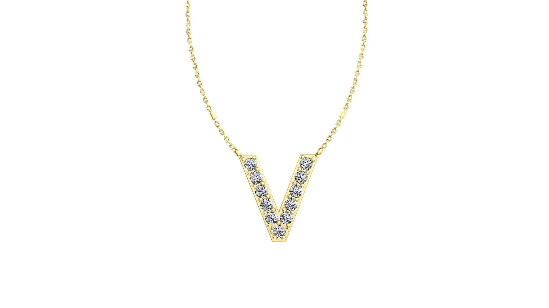 Initial V Diamond Pendant 14K Gold DIP022