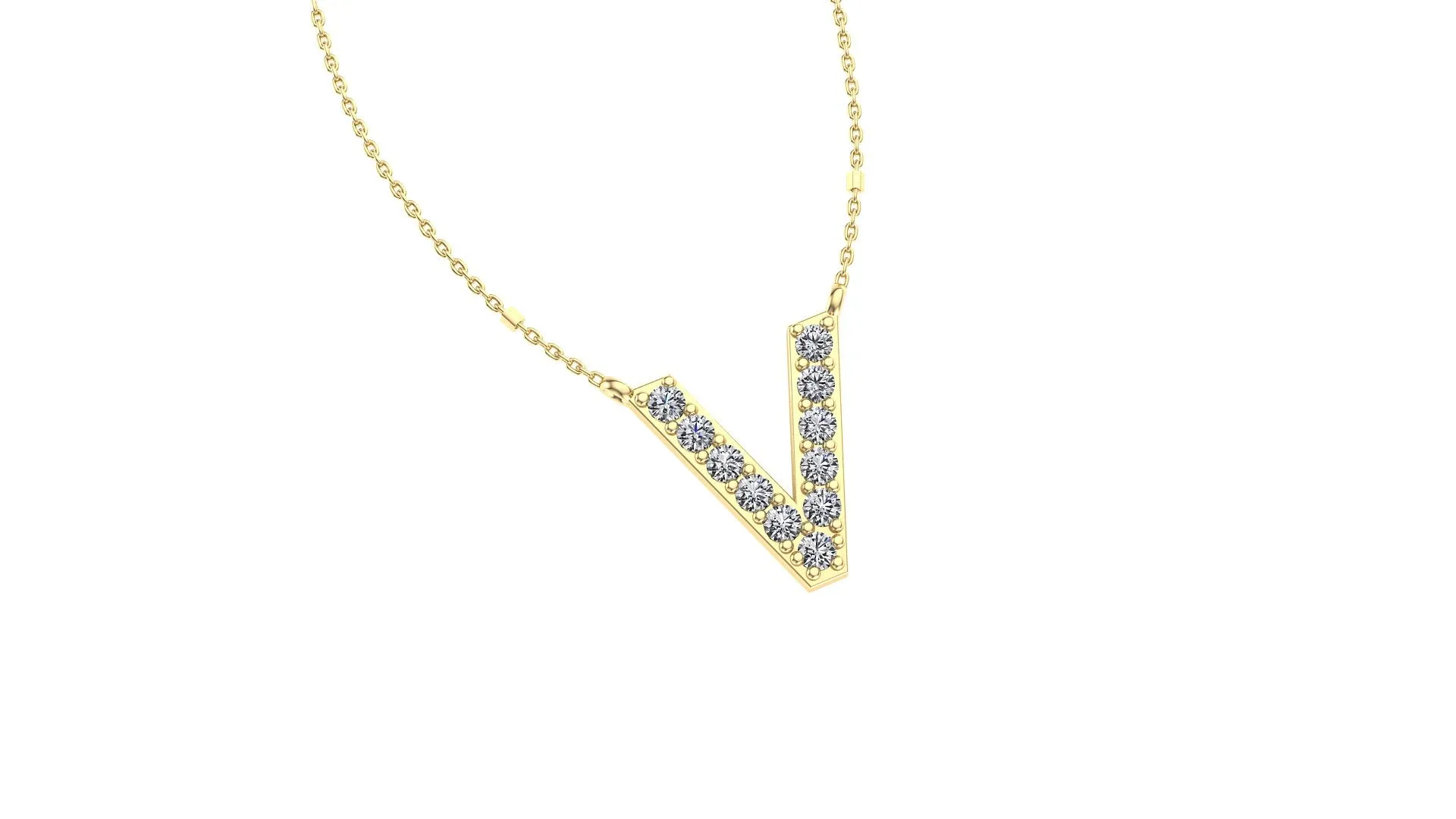 Initial V Diamond Pendant 14K Gold DIP022