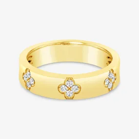 Inlay Diamond Floral Ring