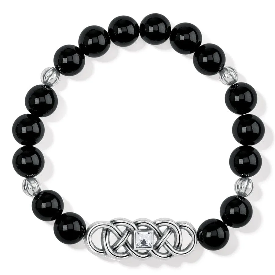 Interlok Lustre Black Agate Stretch Bracelet