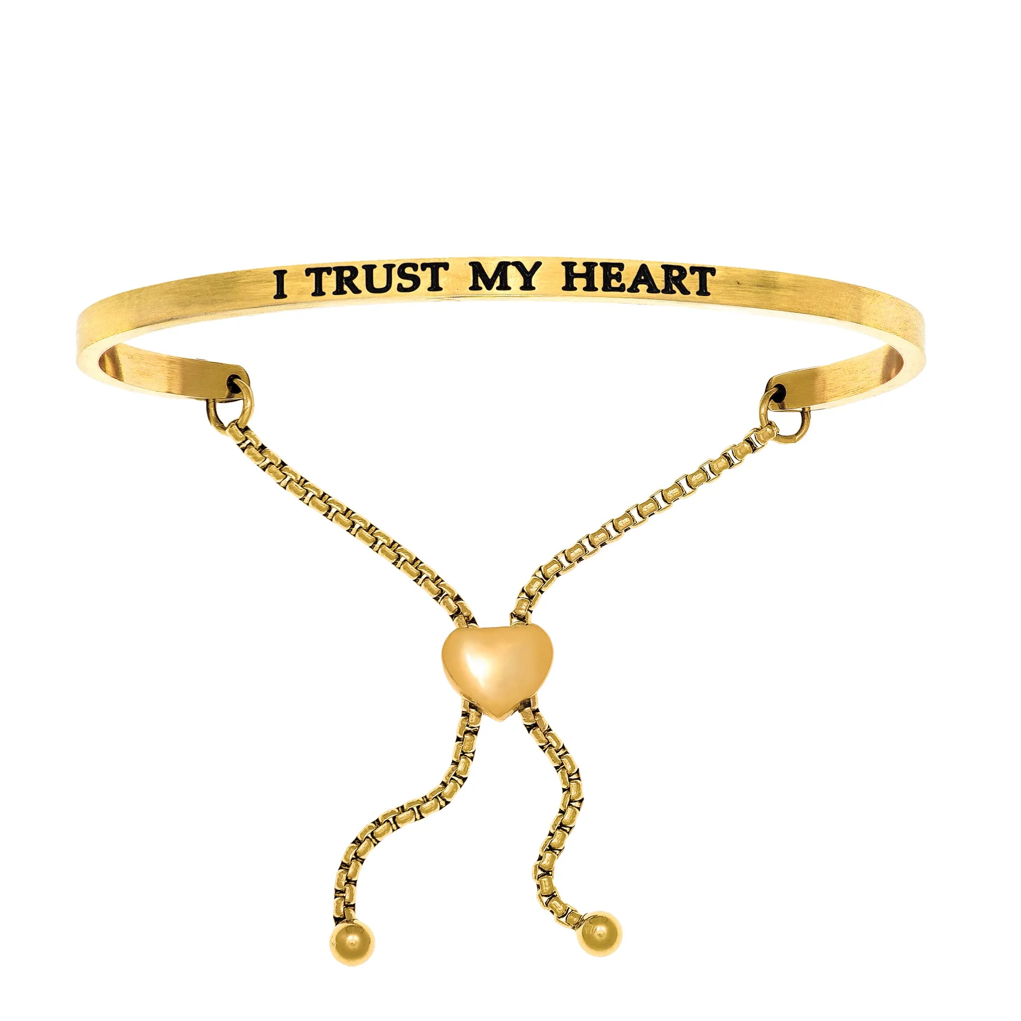 Intuitions Stainless Steel I TRUST MY HEART Diamond Accent Adjustable Bracelet