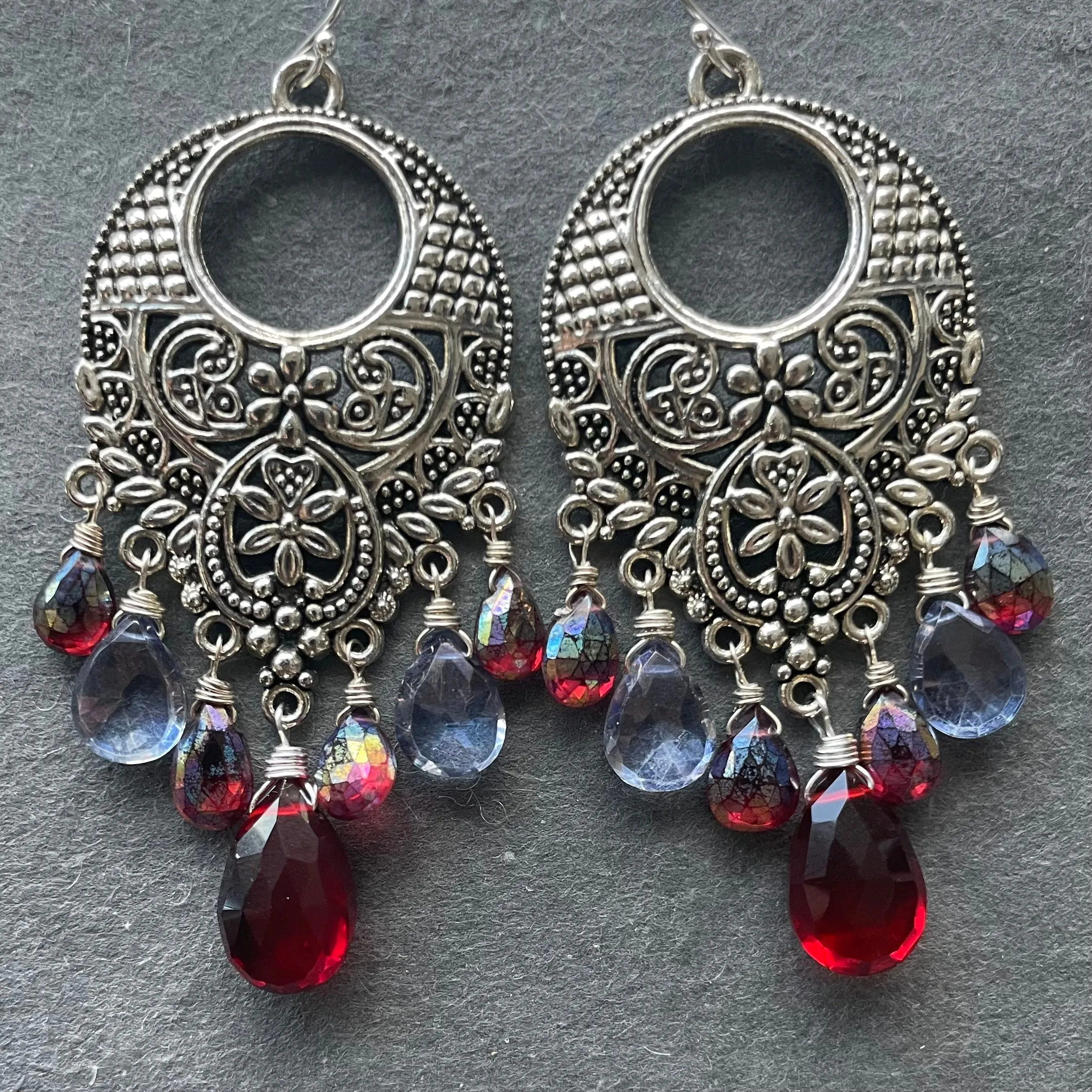 Ipanema Statement Chandelier Earrings, Garnet