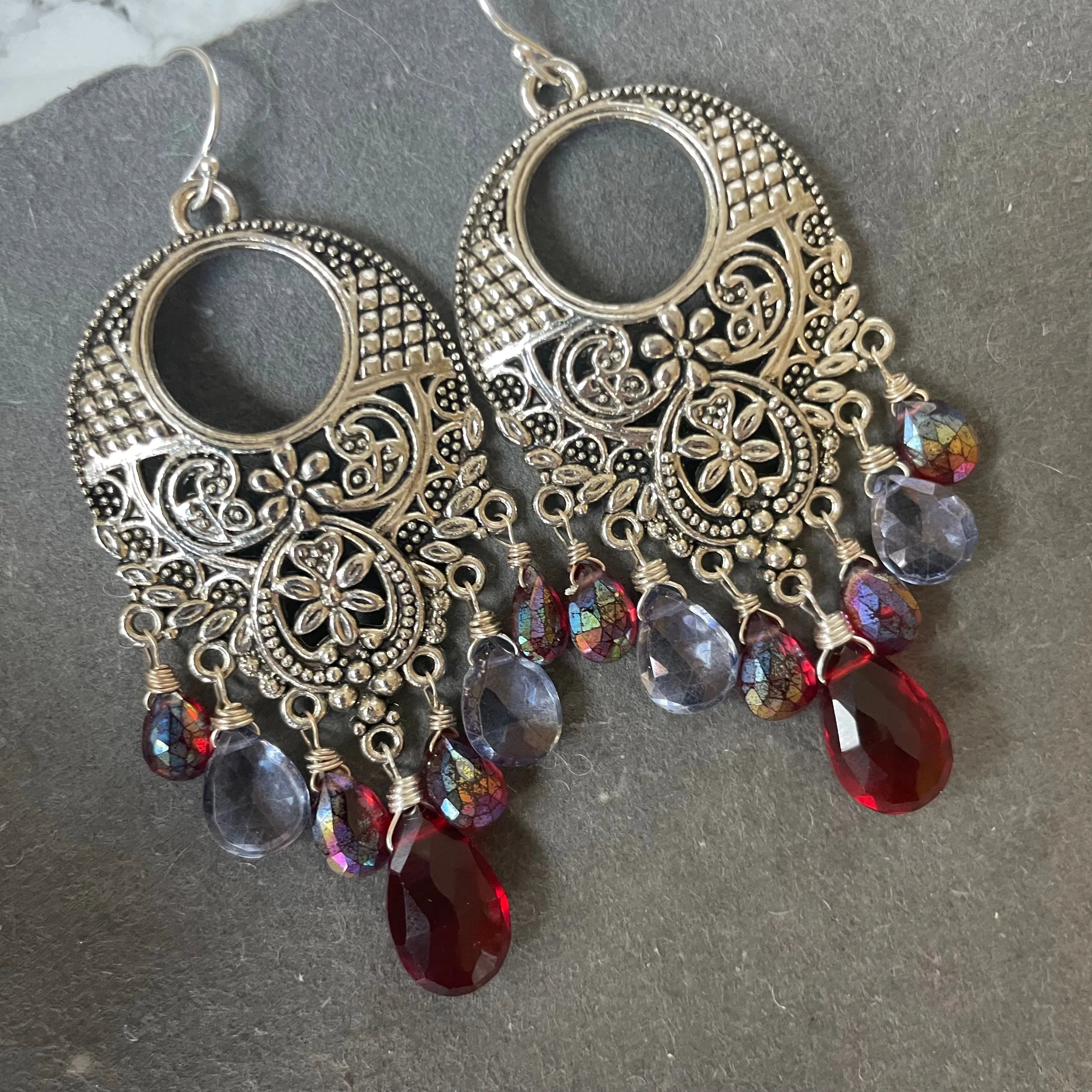 Ipanema Statement Chandelier Earrings, Garnet