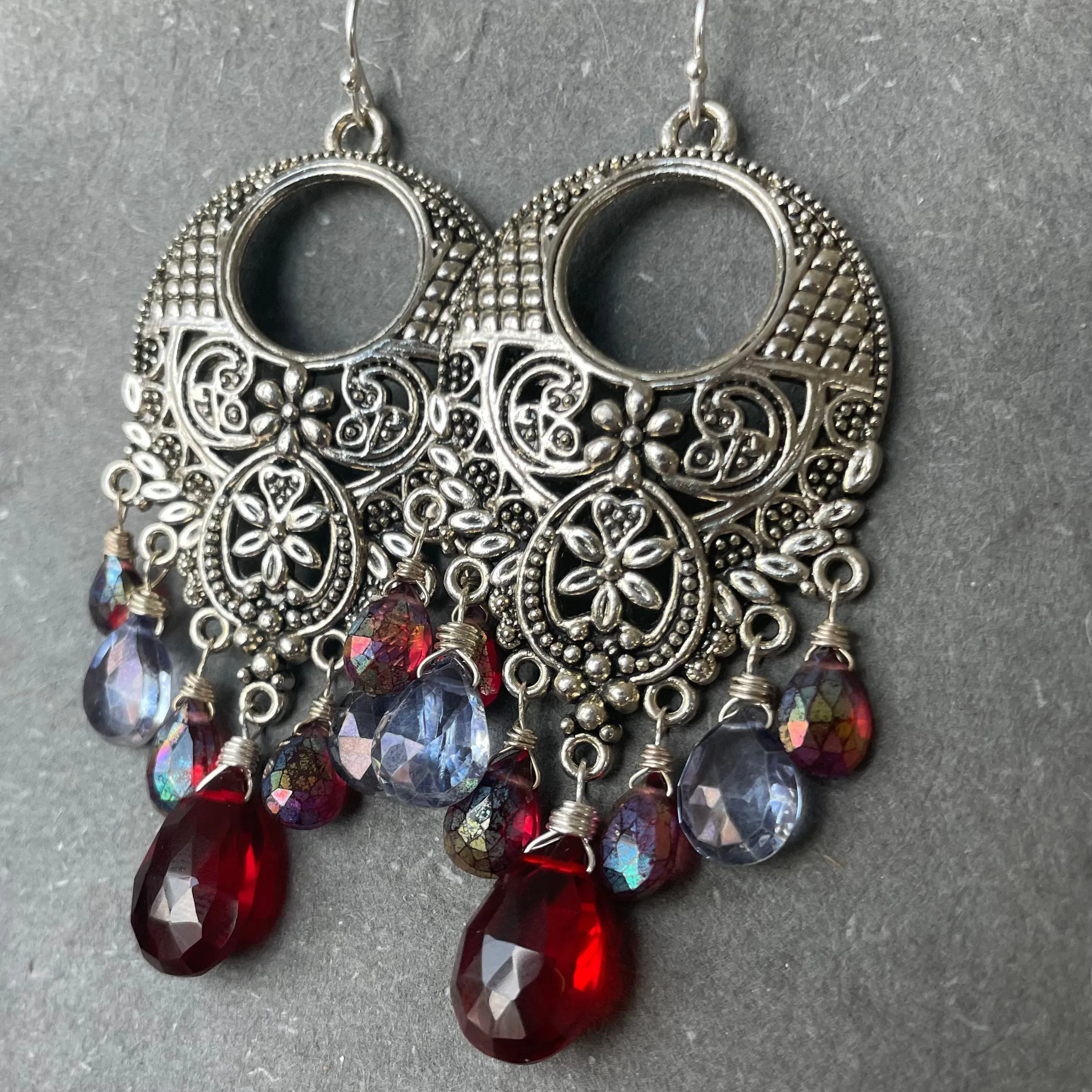 Ipanema Statement Chandelier Earrings, Garnet