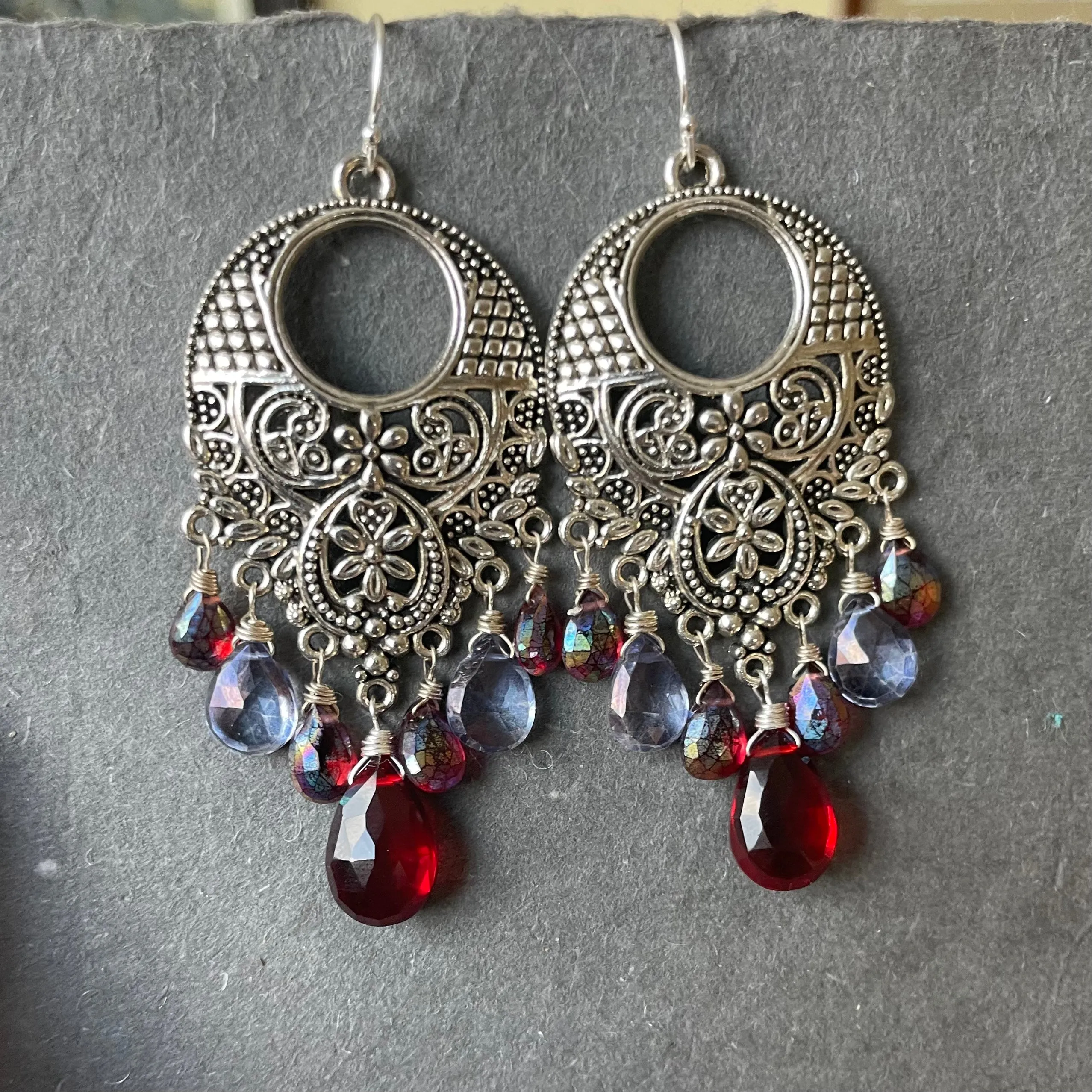 Ipanema Statement Chandelier Earrings, Garnet