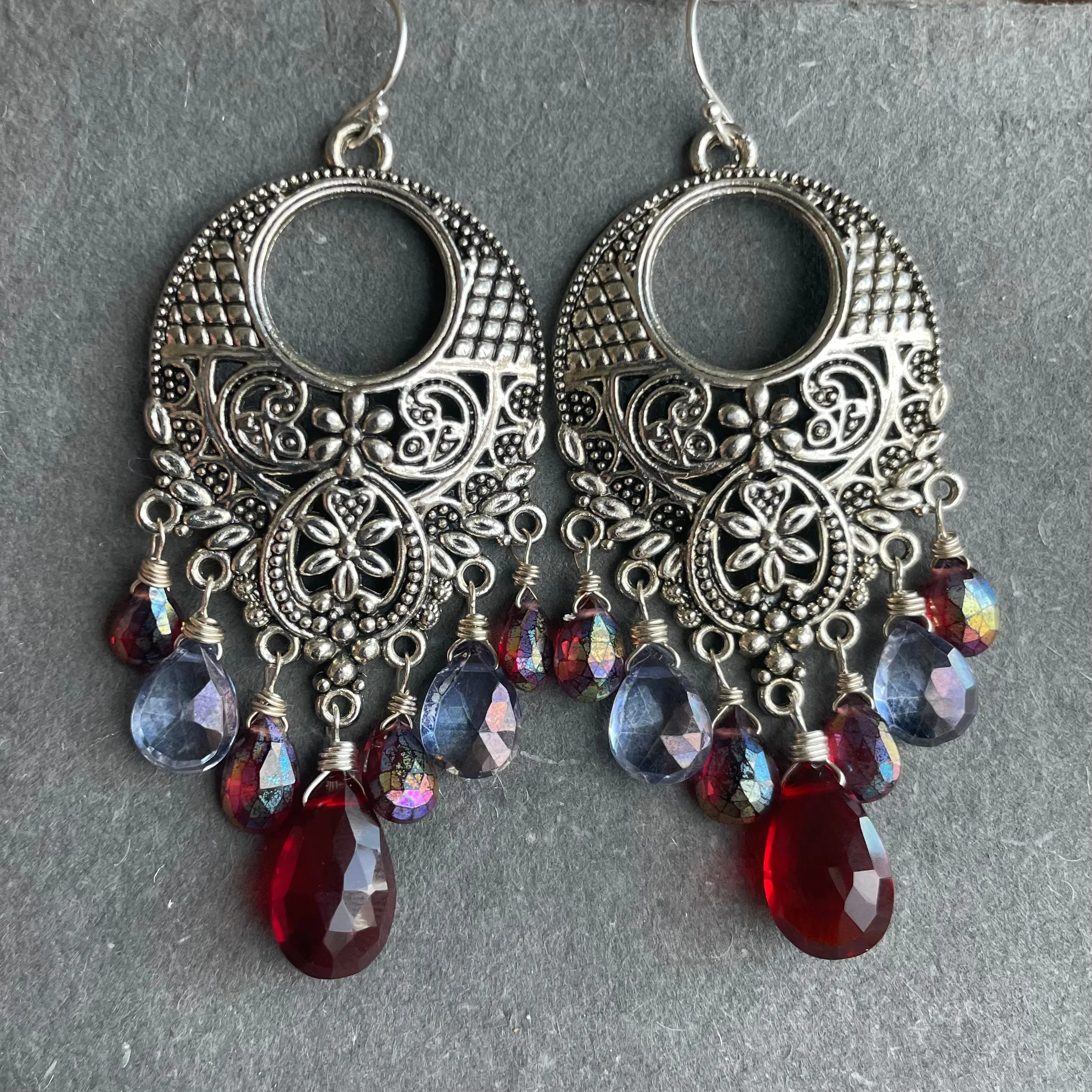 Ipanema Statement Chandelier Earrings, Garnet