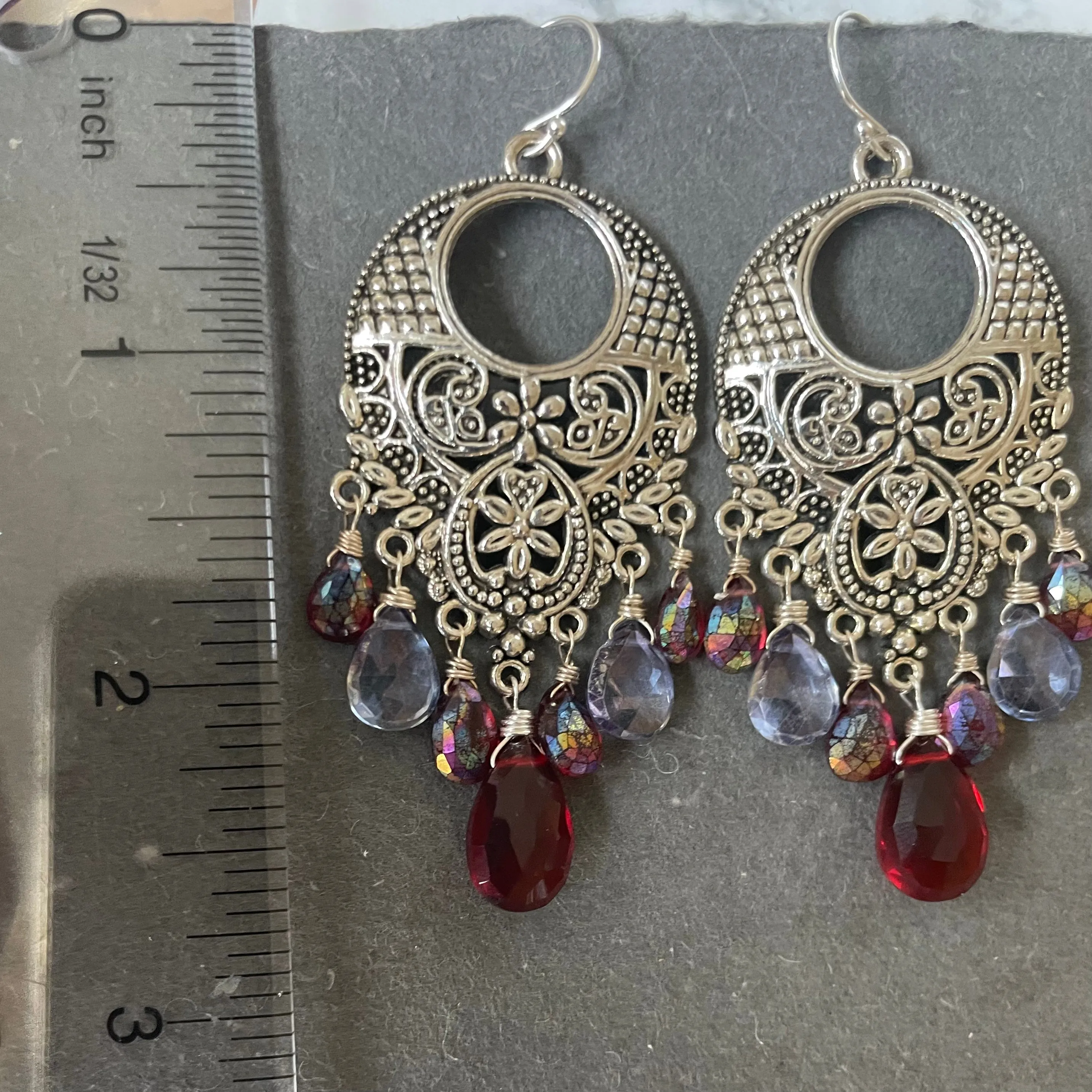 Ipanema Statement Chandelier Earrings, Garnet