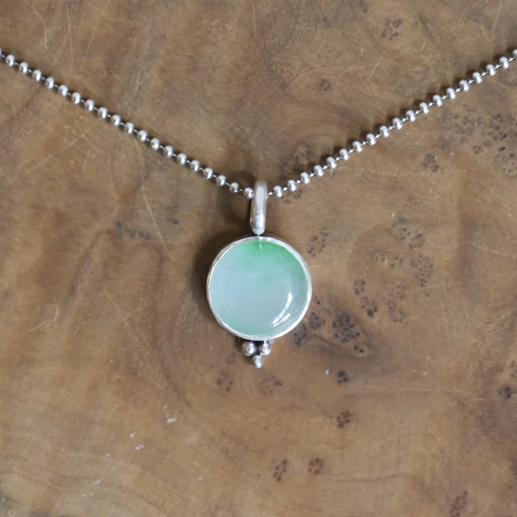 Jade Sweetheart Pendant - Boho Jade Necklace - .925 Sterling Silver - Silversmith