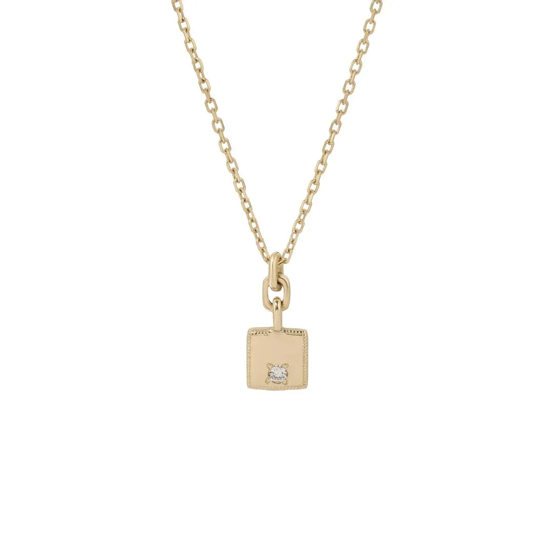 Jennie Kwon :: Square Diamond Mirror 16” Pendant, 14K YG