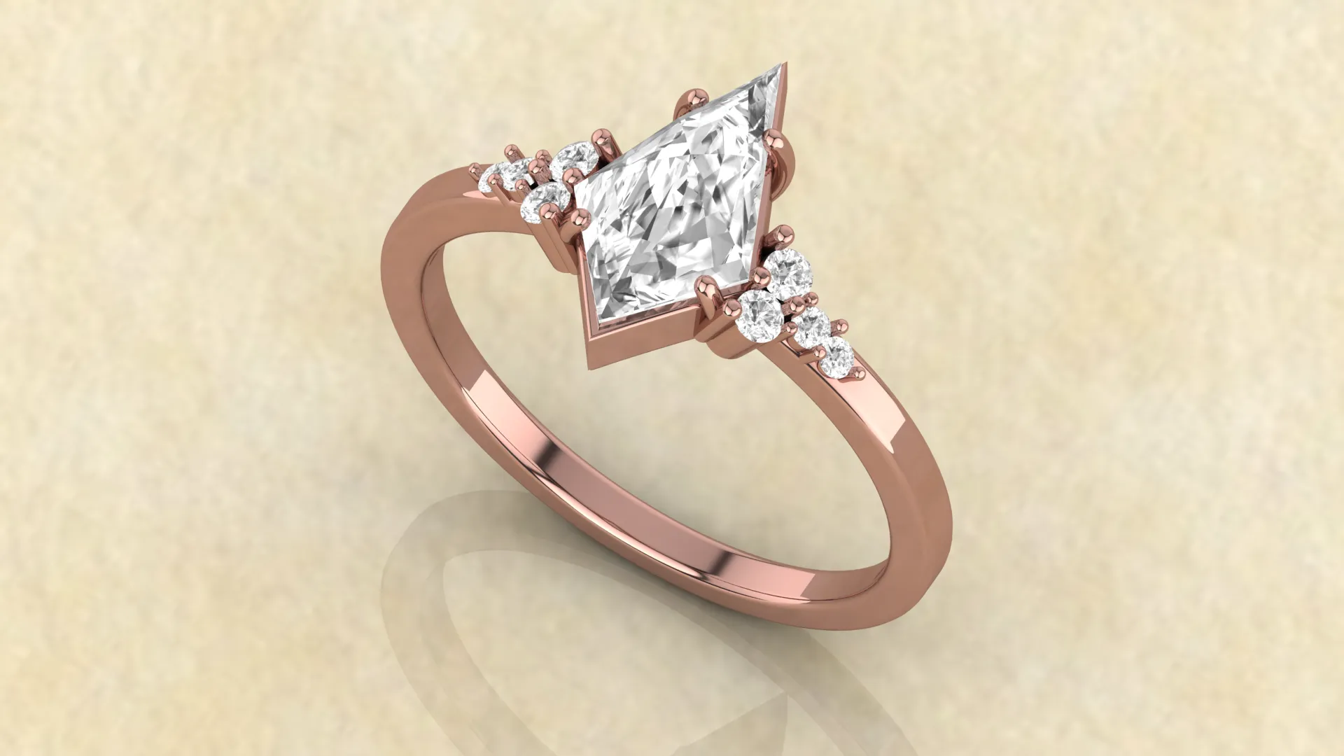 Kite cut Moissanite engagement ring