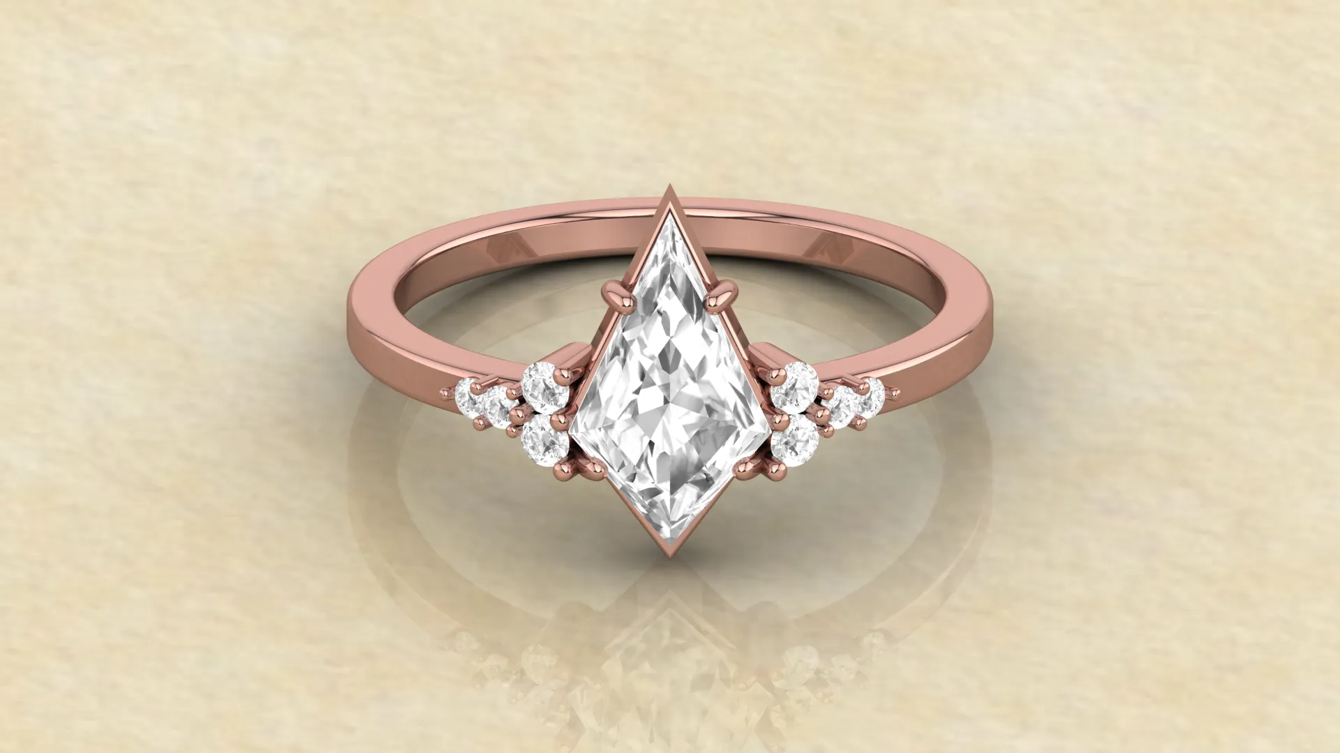 Kite cut Moissanite engagement ring