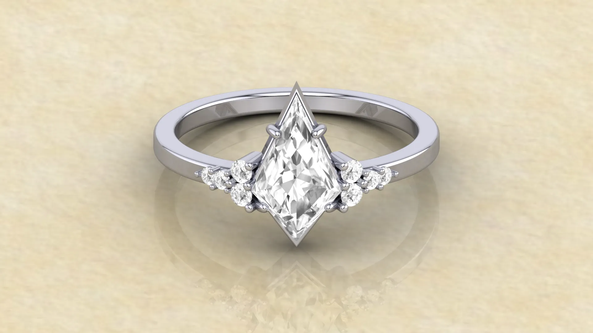 Kite cut Moissanite engagement ring