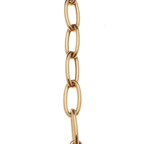 Large 14K Gold Elongated Round Link Necklace