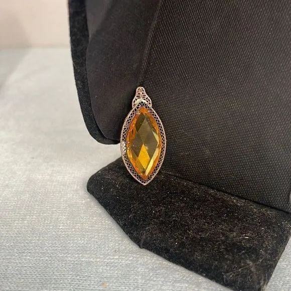 LargeVintageCzeck Topaz Pendant