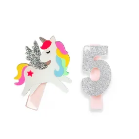 Lilies & Roses Alligator Clip Set - Unicorn Birthday Number 5