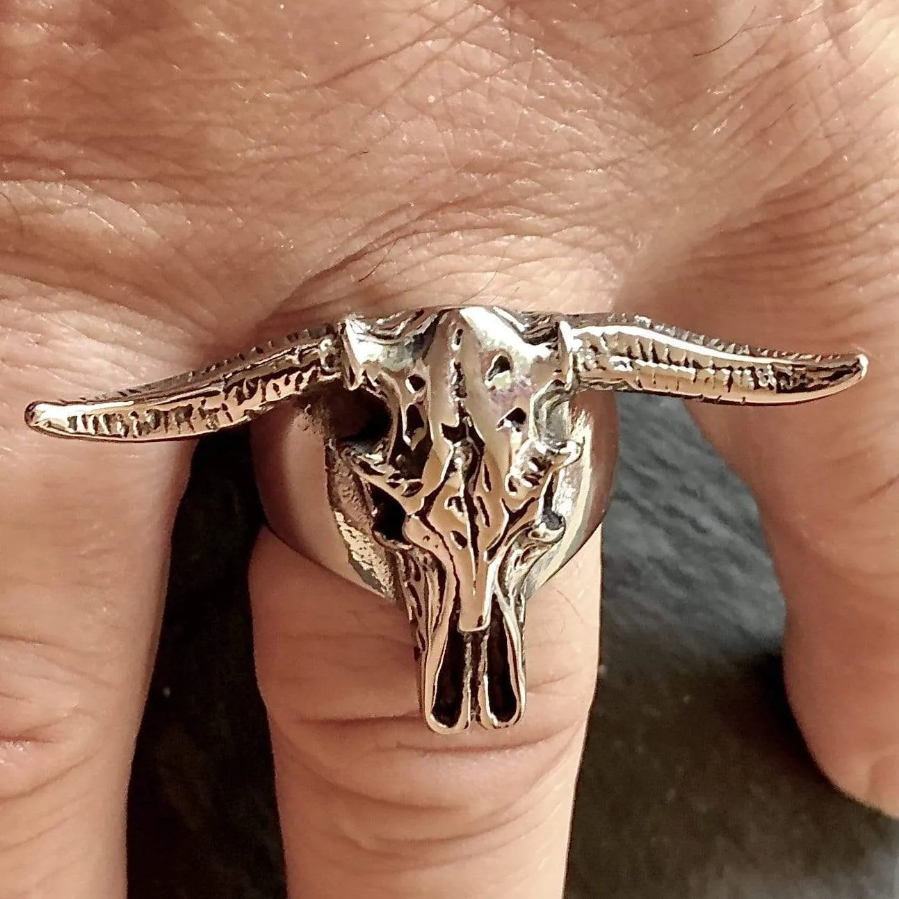 Longhorn Skull Ring - R135