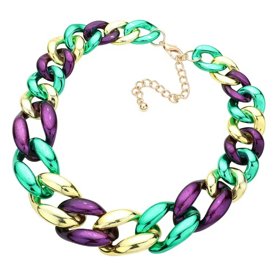 Mardi Gras Chunky Chain Necklace