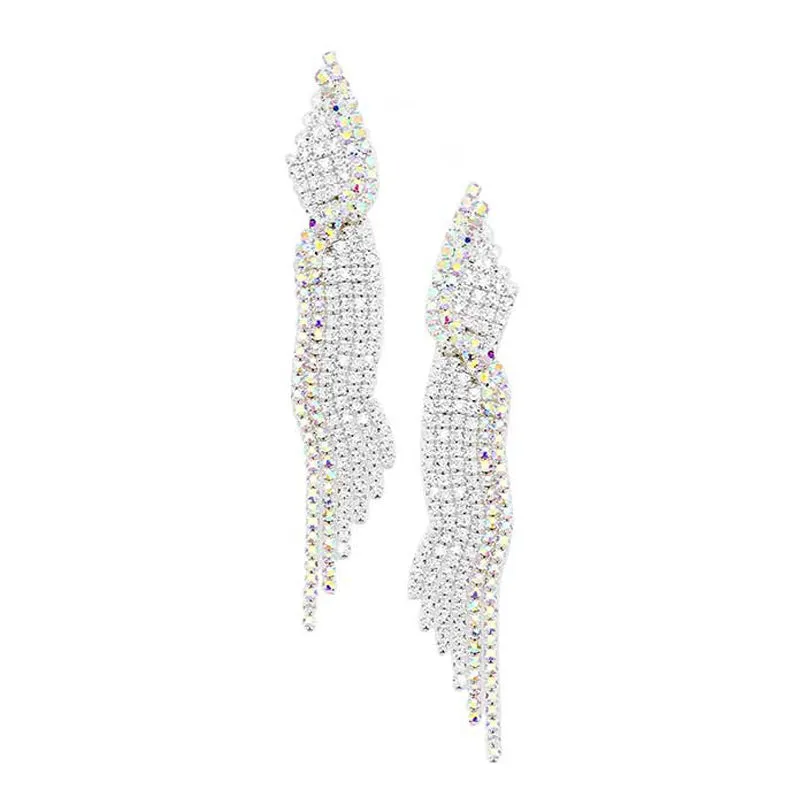 Marquise Crystal Rhinestone Pave Evening Earrings