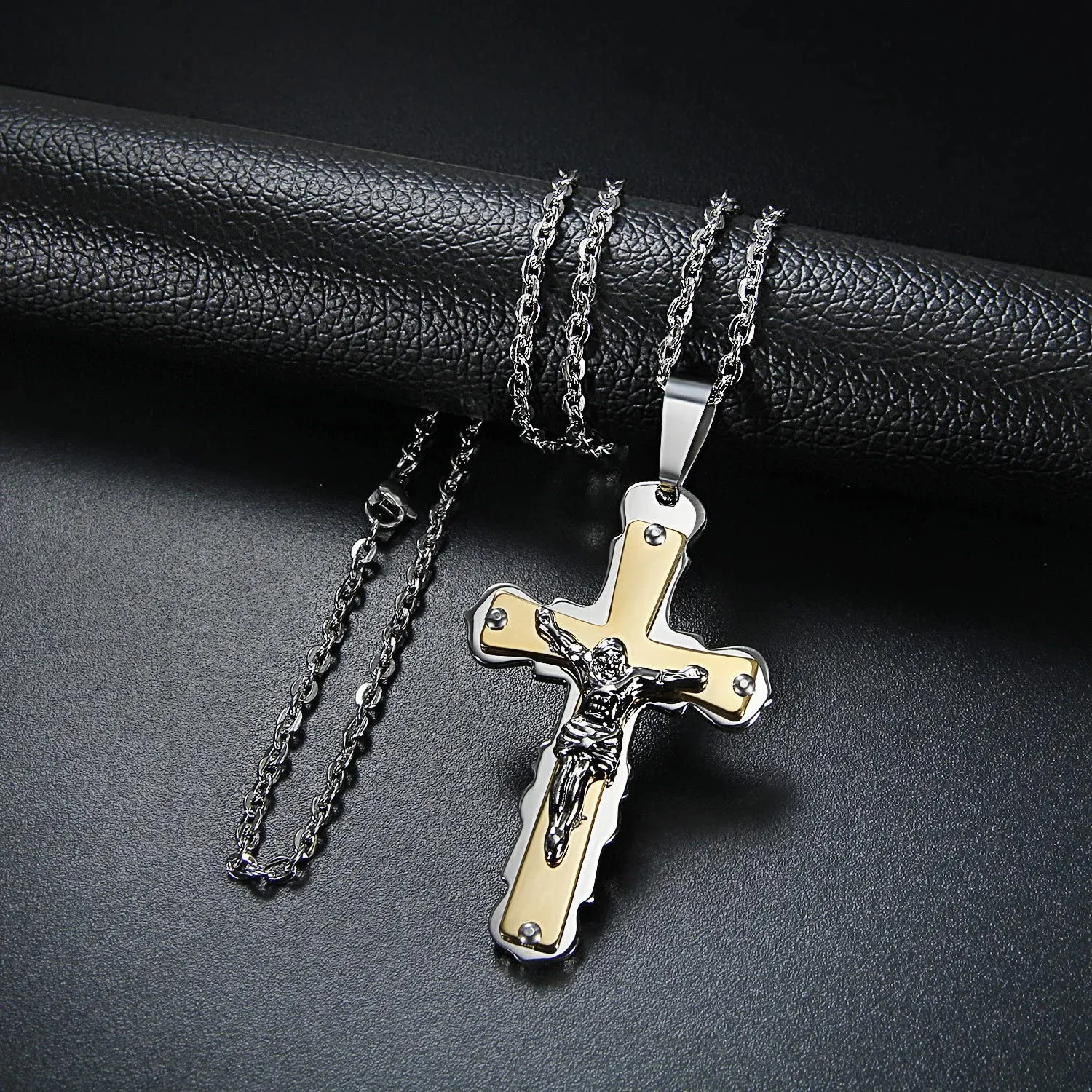 Men's Cross Christian Christmas Gifts Pendant Necklace Jewelry