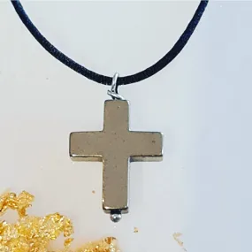 Mens Gold Hematite cross necklace