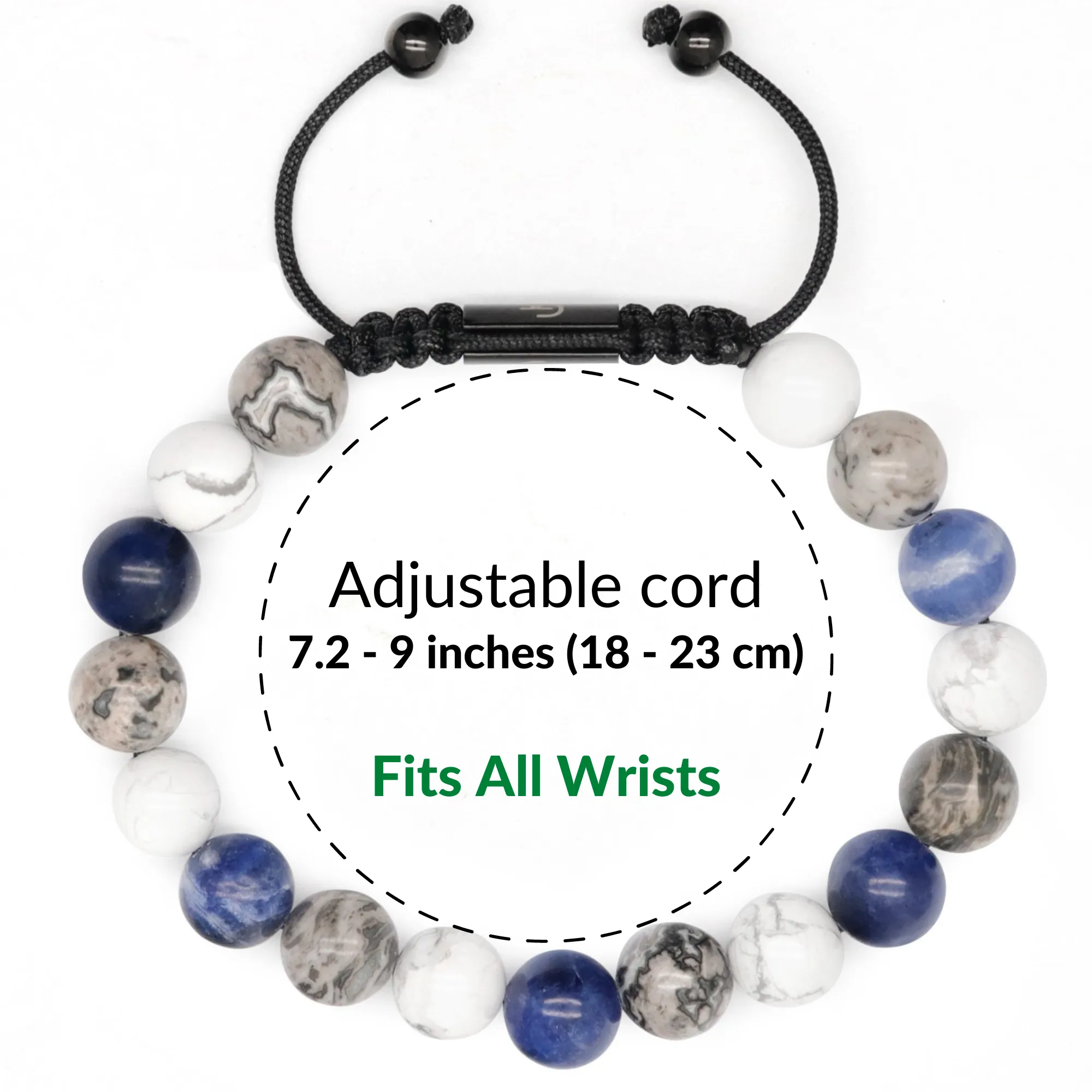 Men's Sodalite, Howlite, Jasper Beaded Bracelet - One Size Fits All