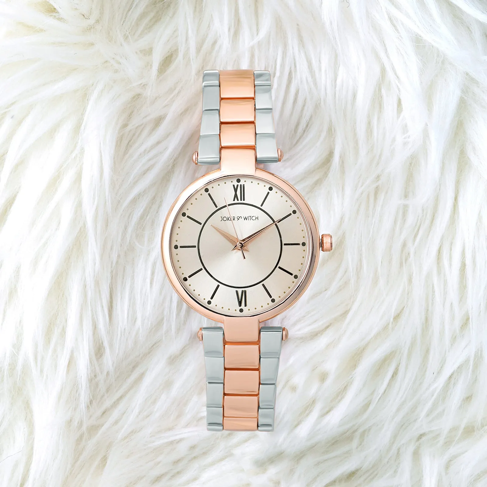 Milan Rose Gold Dial Dual Tone Metallic Strap Watch