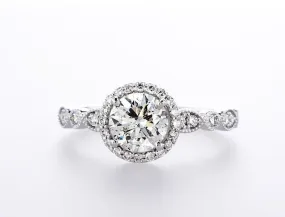 Milgrain Marquis Shape & Round Cut Engagement Ring (1.25Ctw)