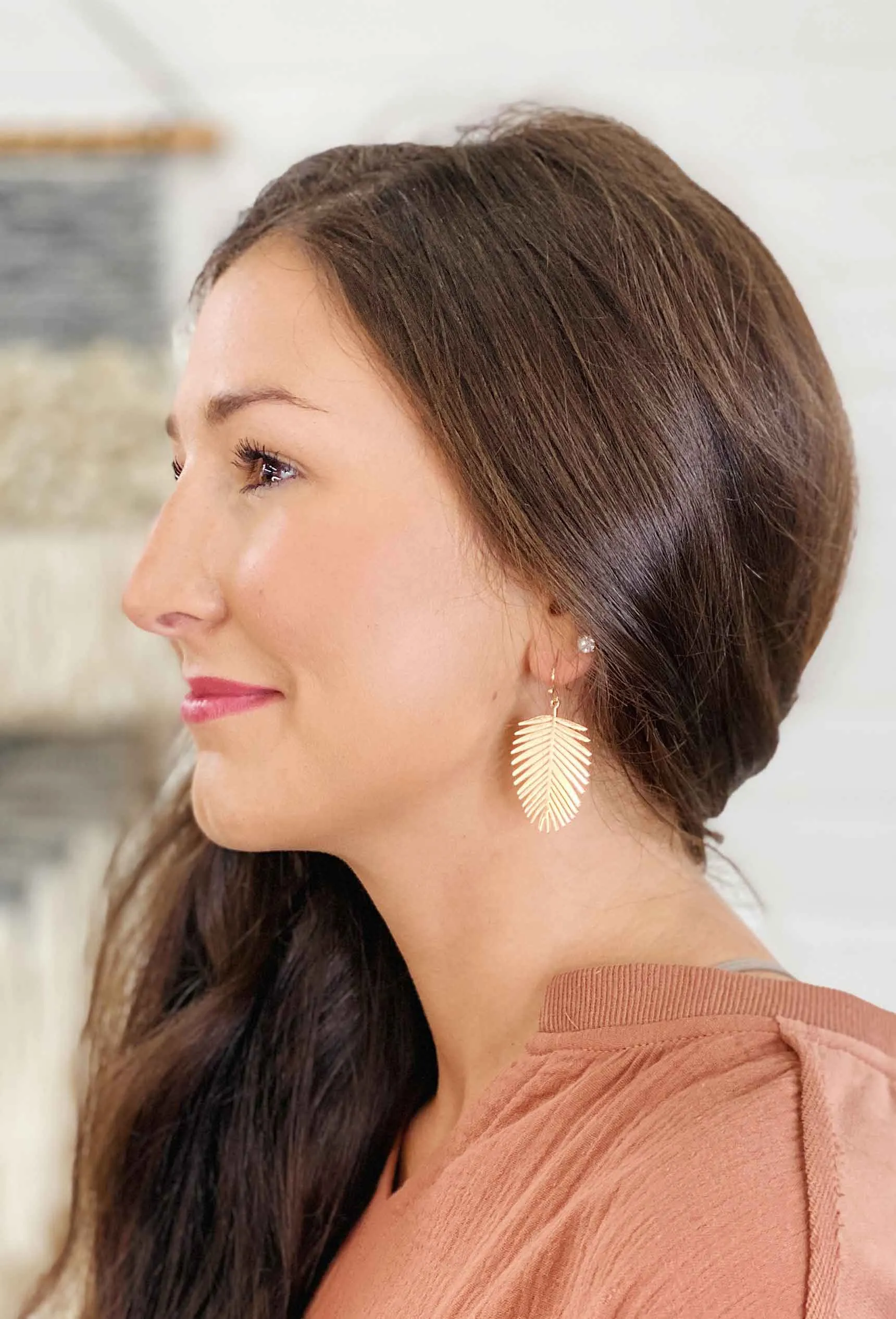 Mini Gold Palm Leaf Earrings